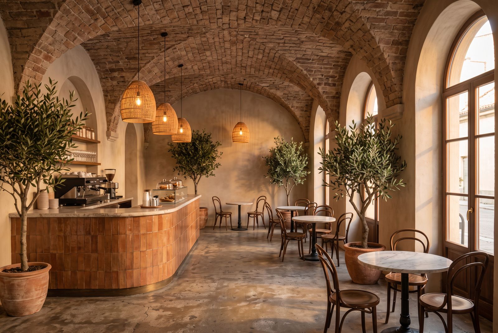 The same café as a finished photoreal design.
